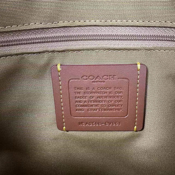 Coach Rowan Satchel/CrossBody Bag In Signature Canvas Silver/Hay CV961 NWT - Picture 5 of 7